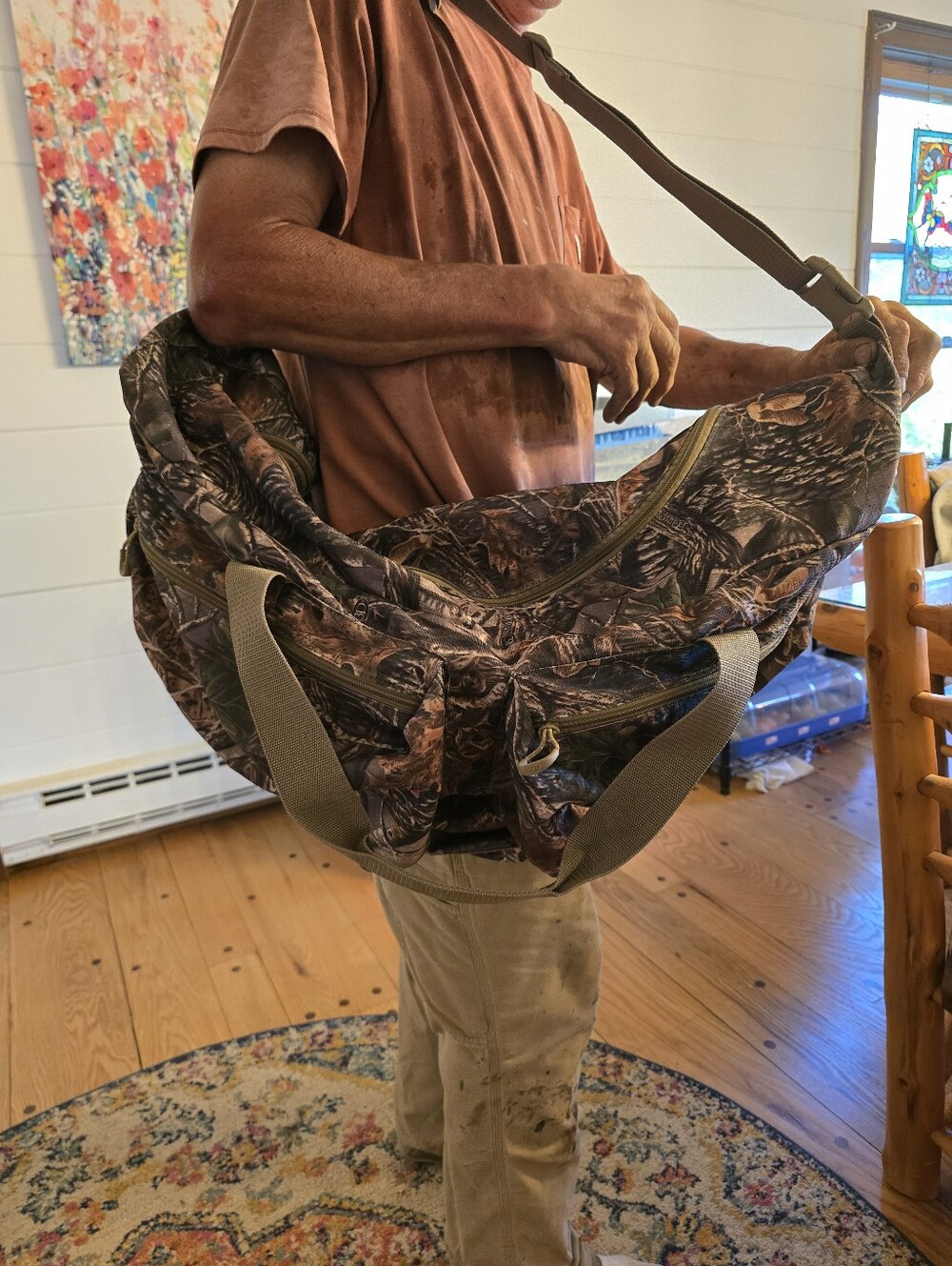 Cabela's Seclusiin 3D Camo Duffel Bag with Olive Straps - Picture 8 of 8